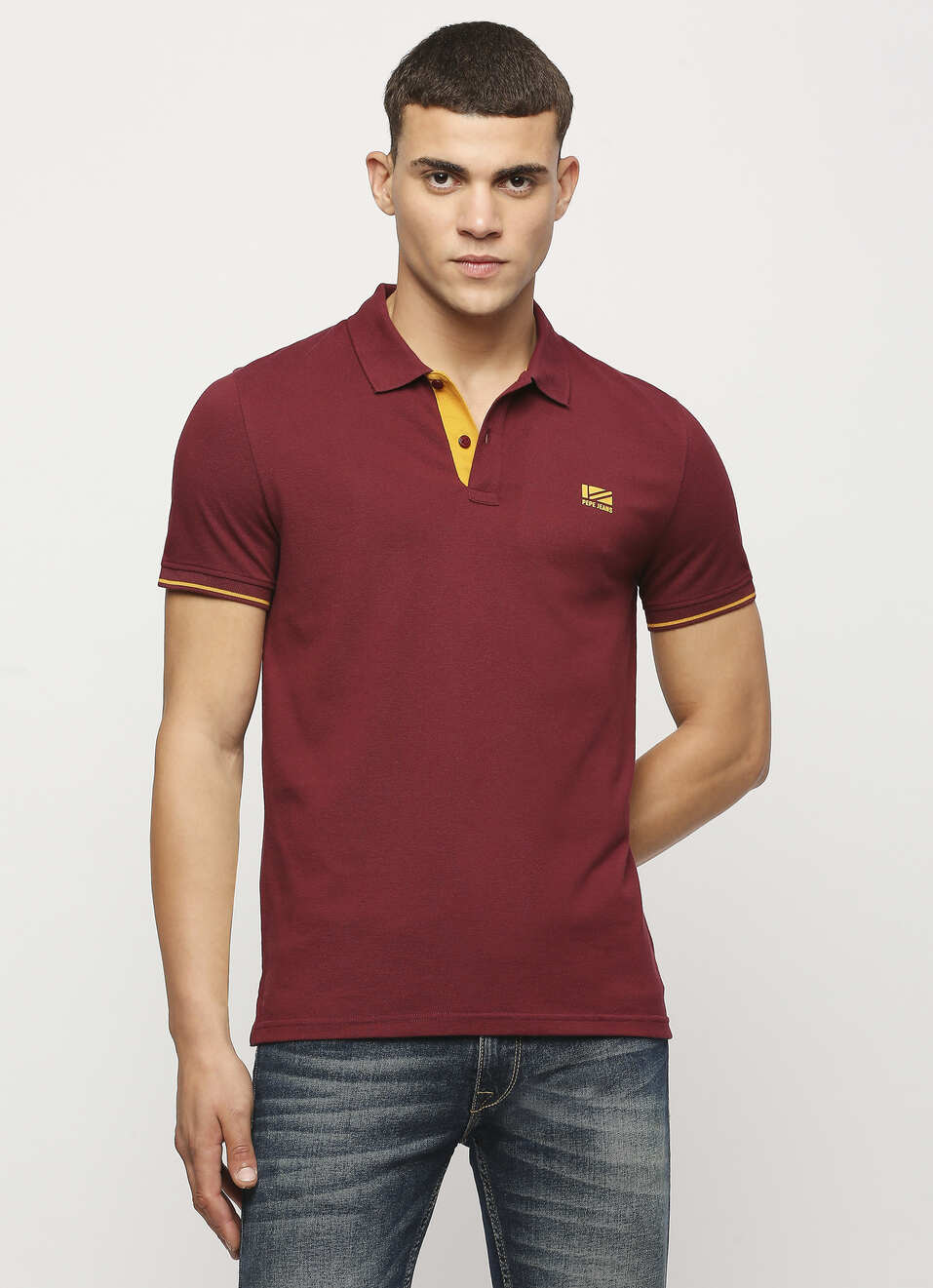 Burgundy Solid Short Sleeve Polo, , large image number 0