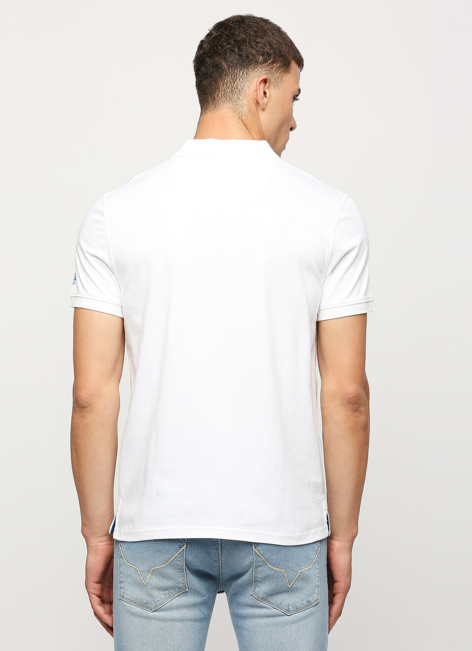 White Graphic Printed Short Sleeve Polo, , large image number 2