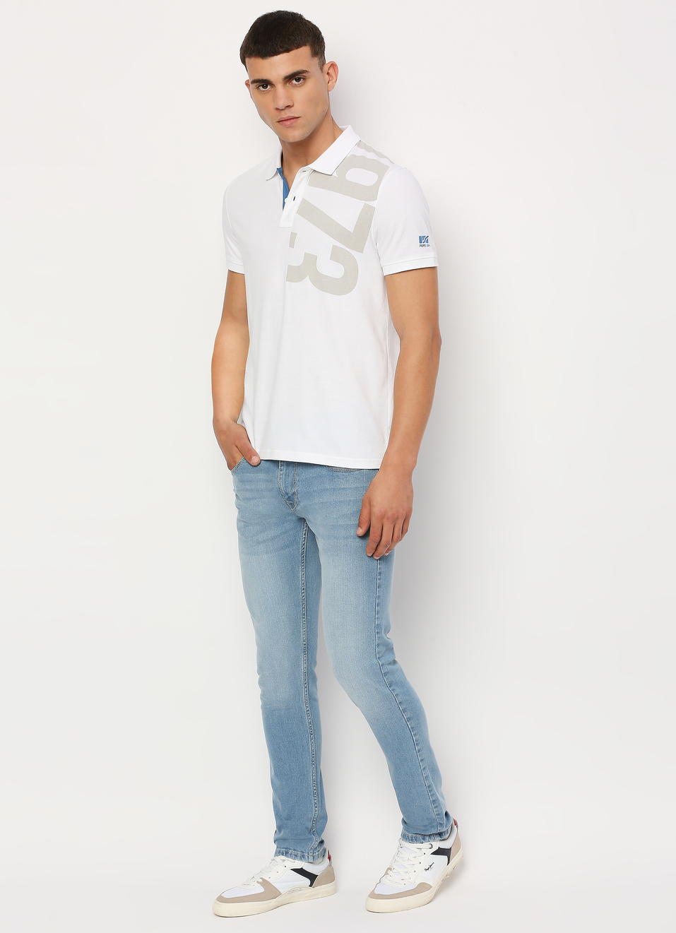 White Graphic Printed Short Sleeve Polo, , large image number 5