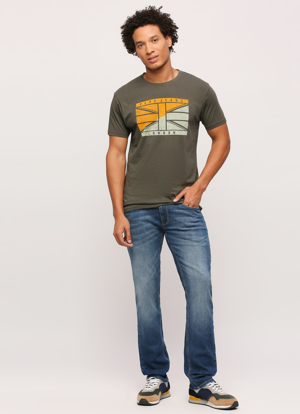 Green Union Jack Printed Short Sleeve Tee, , large image number 5