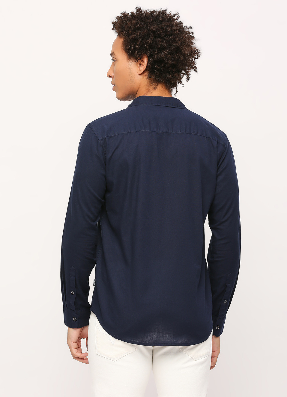 Navy Solid Long Sleeve Shirt, , large image number 2
