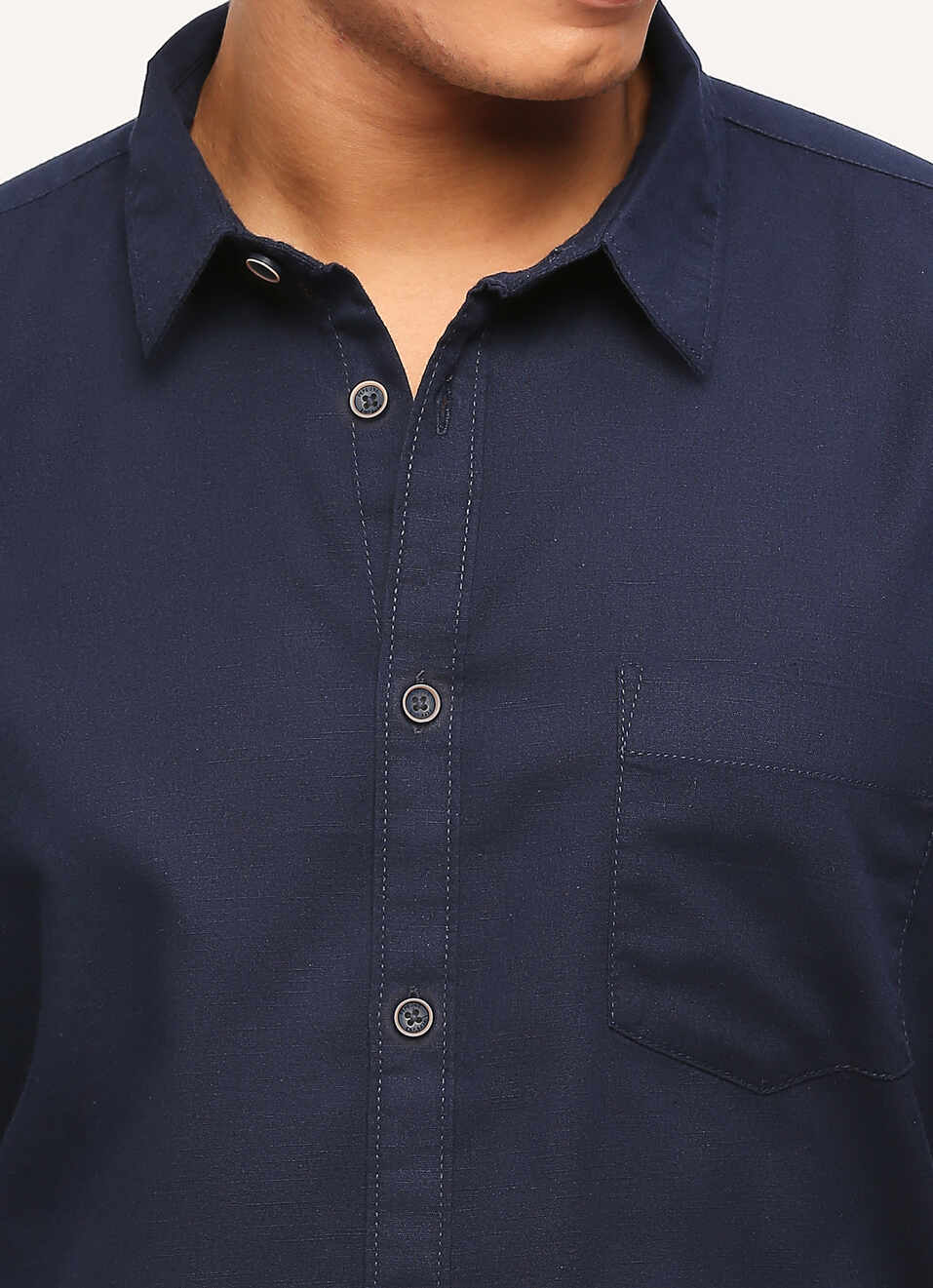 Navy Solid Long Sleeve Shirt, , large image number 4