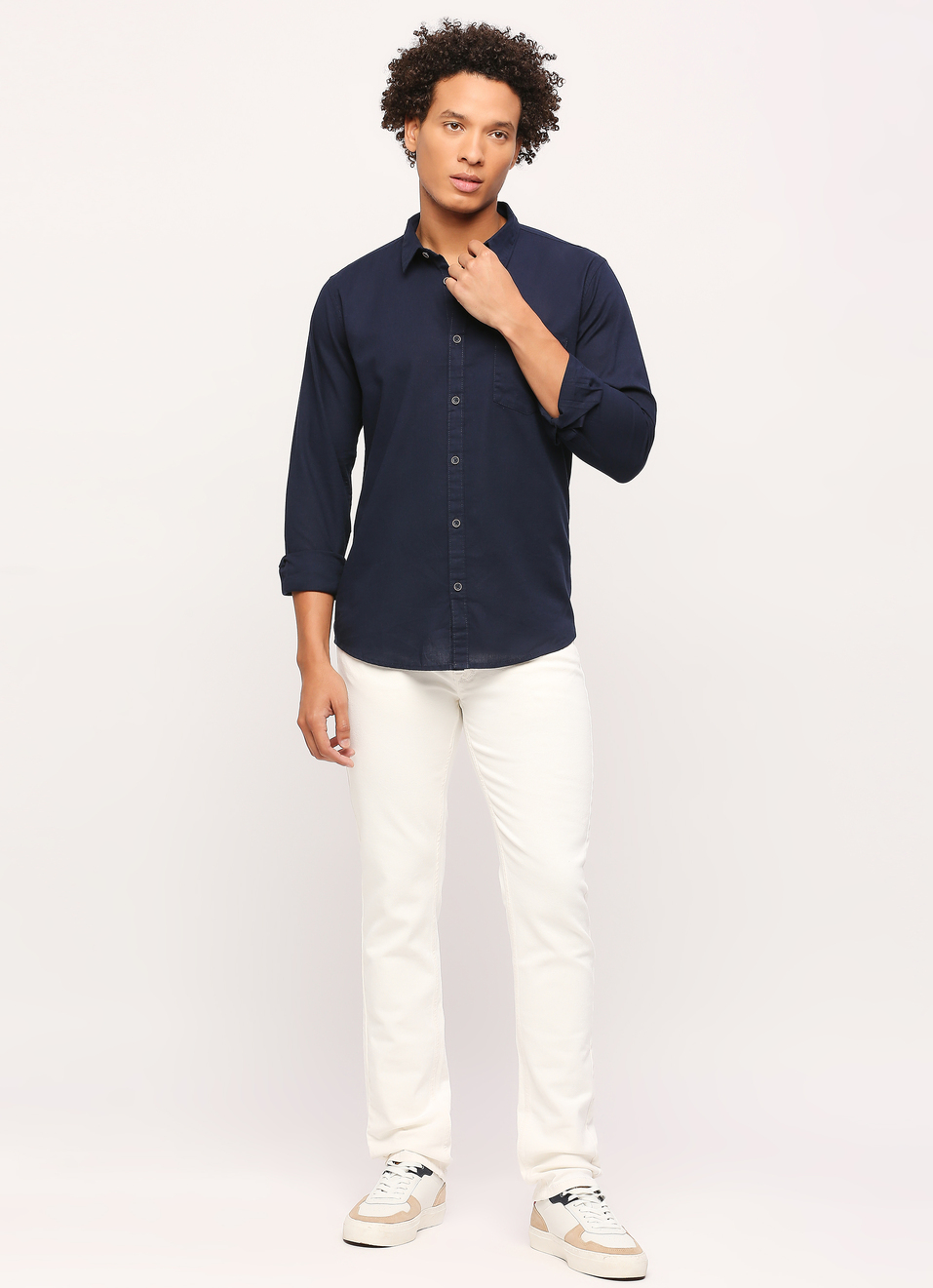 Navy Solid Long Sleeve Shirt, , large image number 6