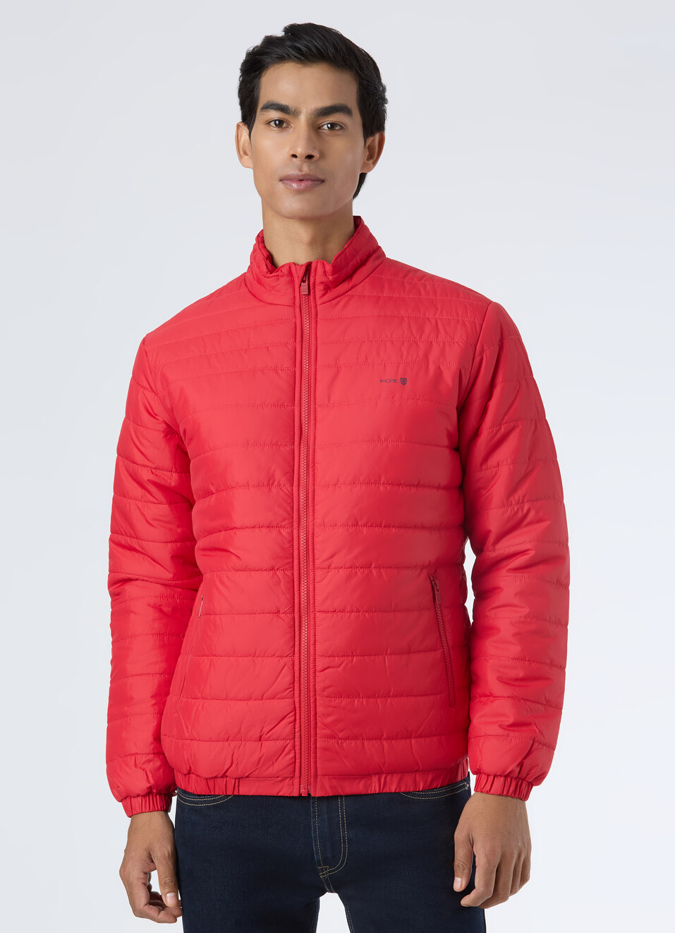 Men Red Quilted Puffer Jacket, , large image number 1