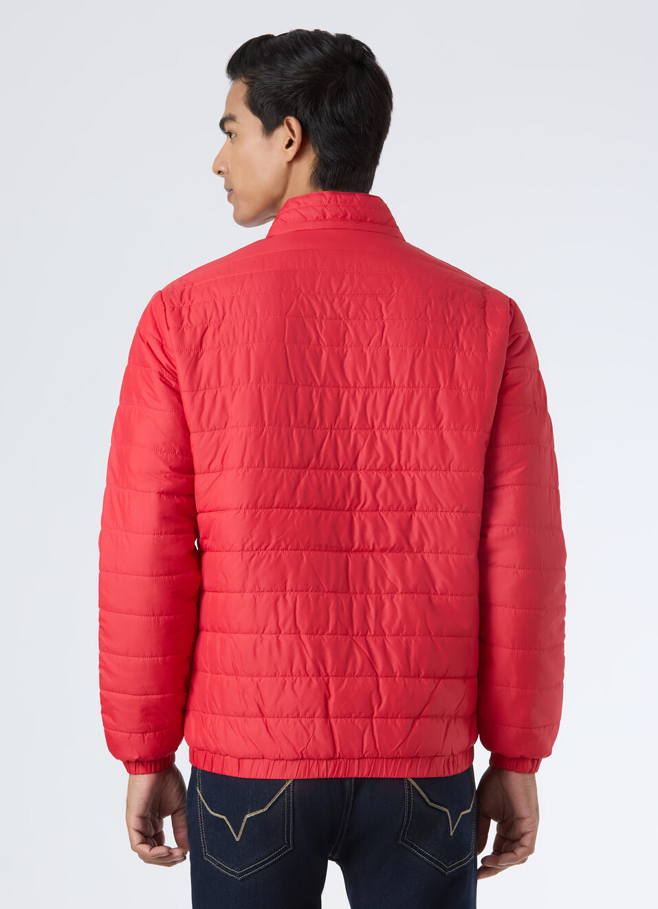 Men Red Quilted Puffer Jacket, , large image number 2