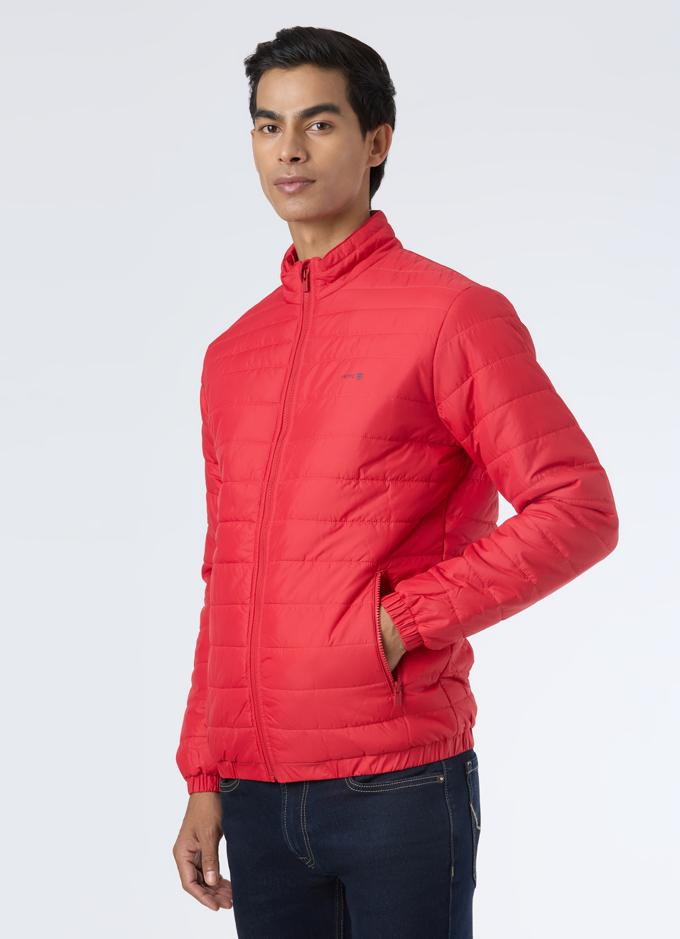 Men Red Quilted Puffer Jacket, , large image number 3