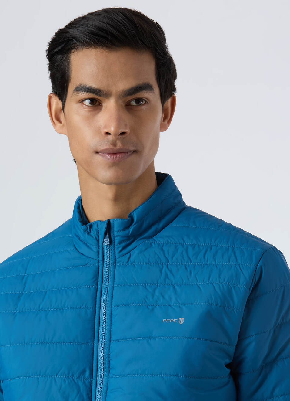 Men Teal Blue Quilted Puffer Jacket, , large image number 4