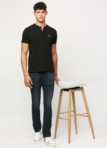 Solid Black Short Sleeve Polo