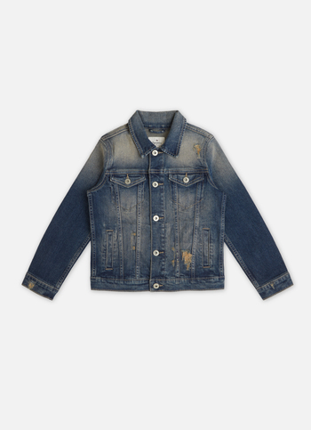 Boys Blue Vintage Wash Full Sleeve Trucker Jacket