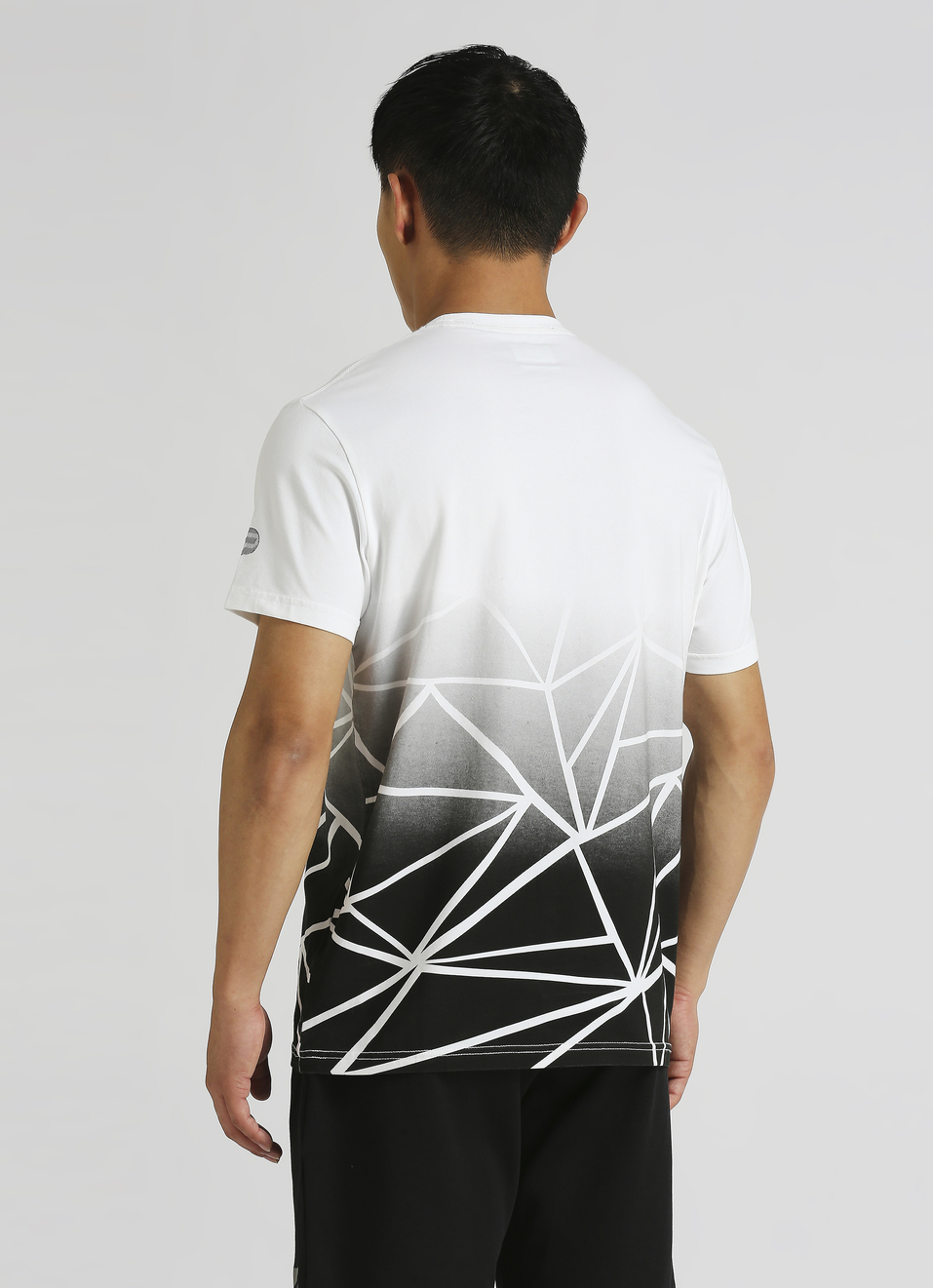 White-black Geomtric Print Short Sleeve T-shirt, , large image number 2