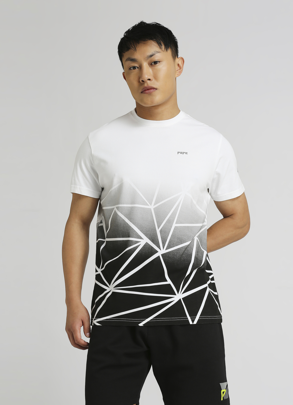 White-black Geomtric Print Short Sleeve T-shirt, , large image number 0