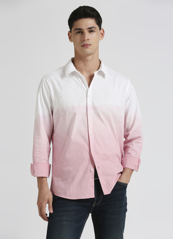 Peach Ombre Dip Dye Long Sleeve Shirt