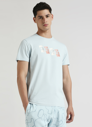 Blue Brand Print Stretch Short Sleeve T-shirt