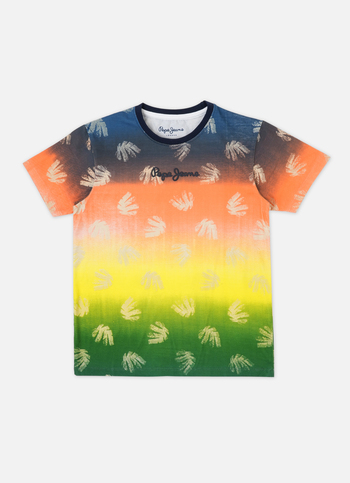 Boys Multicolour Dip Dye Inspired Print Short Sleeve T-shirt