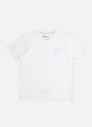 Boys White Beach Inspired Print Short Sleeve T-shirt