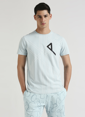 Blue Water Base Print Stretch Short Sleeve T-shirt