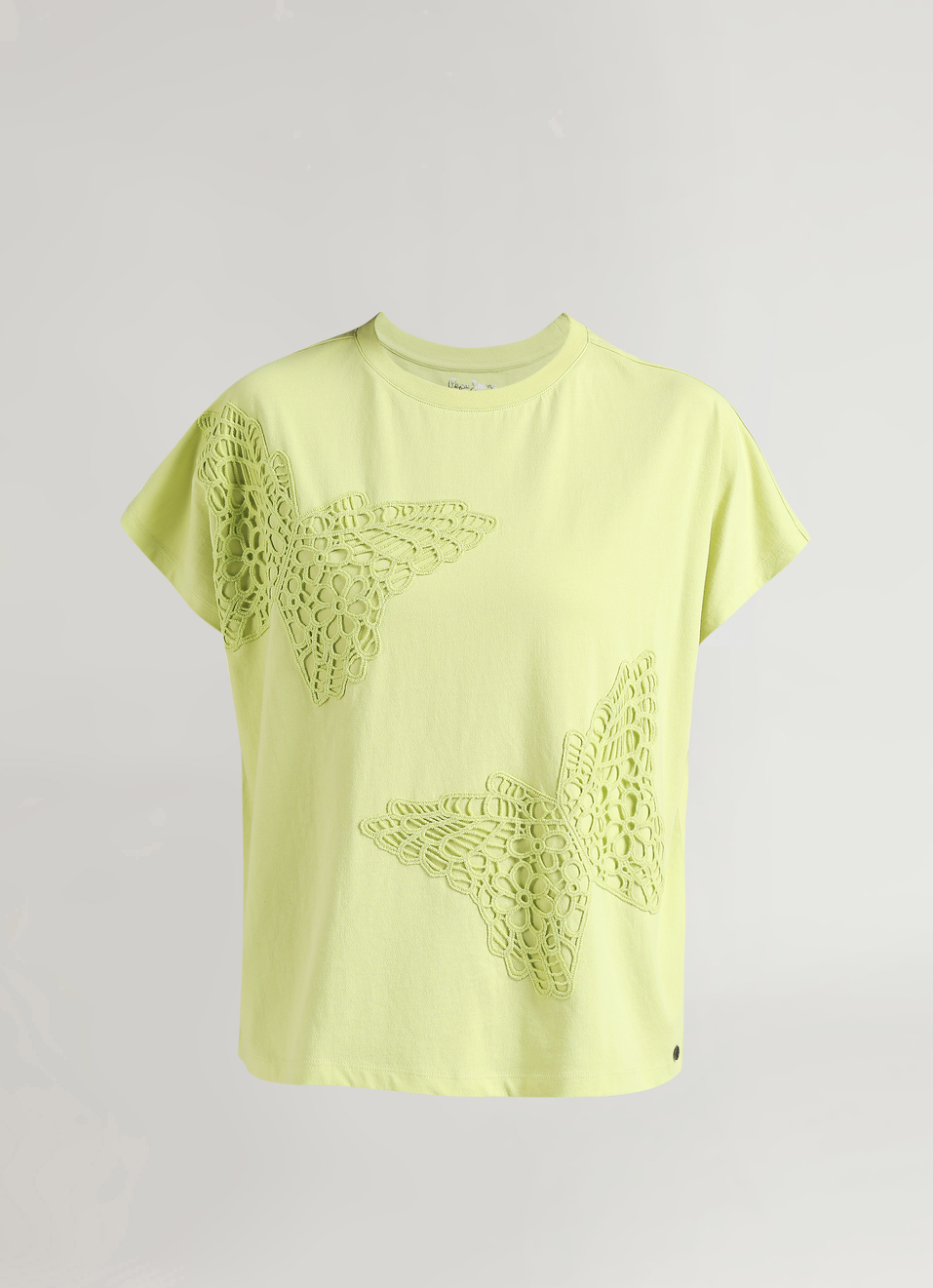 Lime Butterfly Crochet Patch Oversize T-shirt, , large image number 6