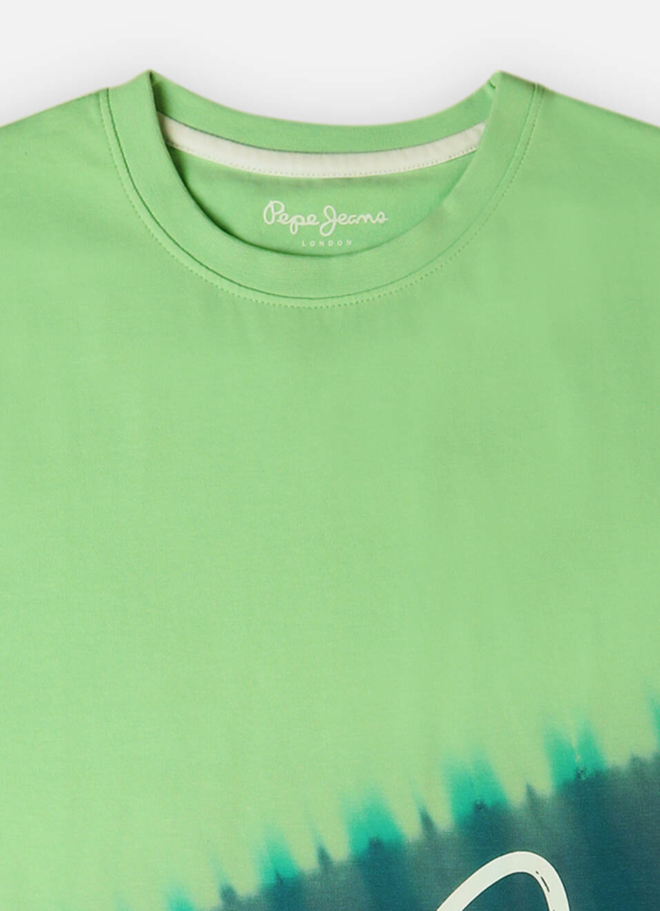 Boys Green Dip Dye Brand Print Short Sleeve T-shirt, , large image number 2