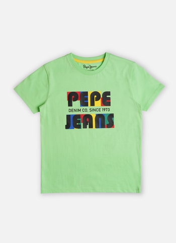 Boys Green Brand Print Short Sleeve T-shirt