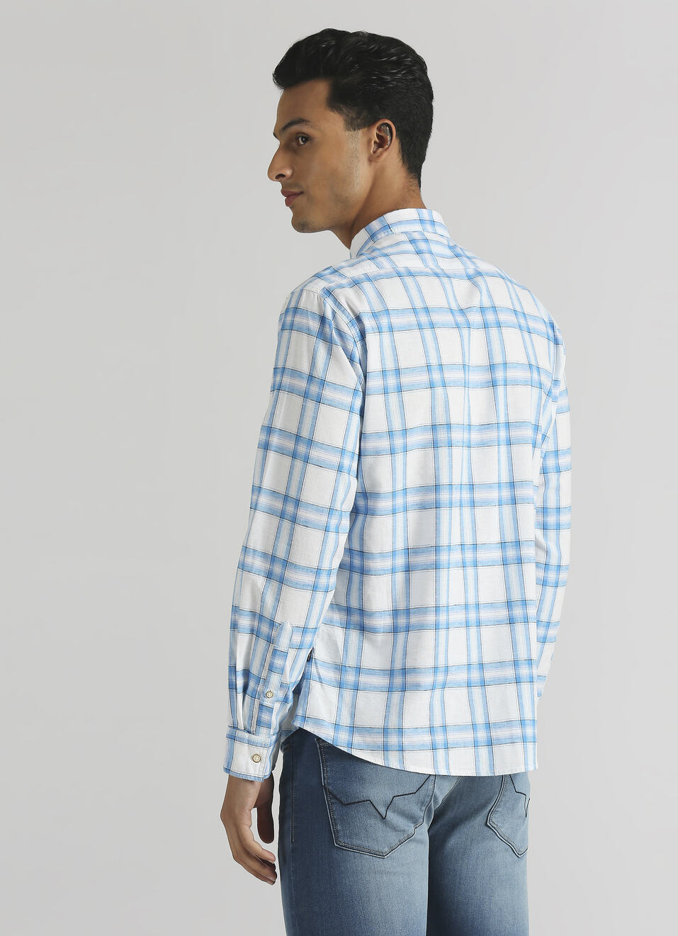 Aqua Yarn Dyed Checks Long Sleeve Shirt, , large image number 2