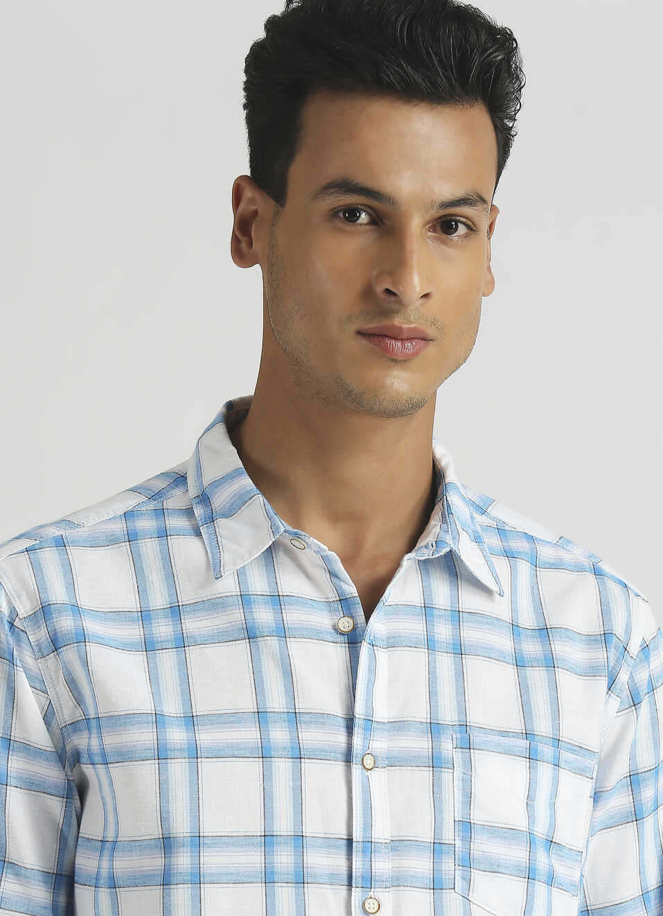 Aqua Yarn Dyed Checks Long Sleeve Shirt, , large image number 4