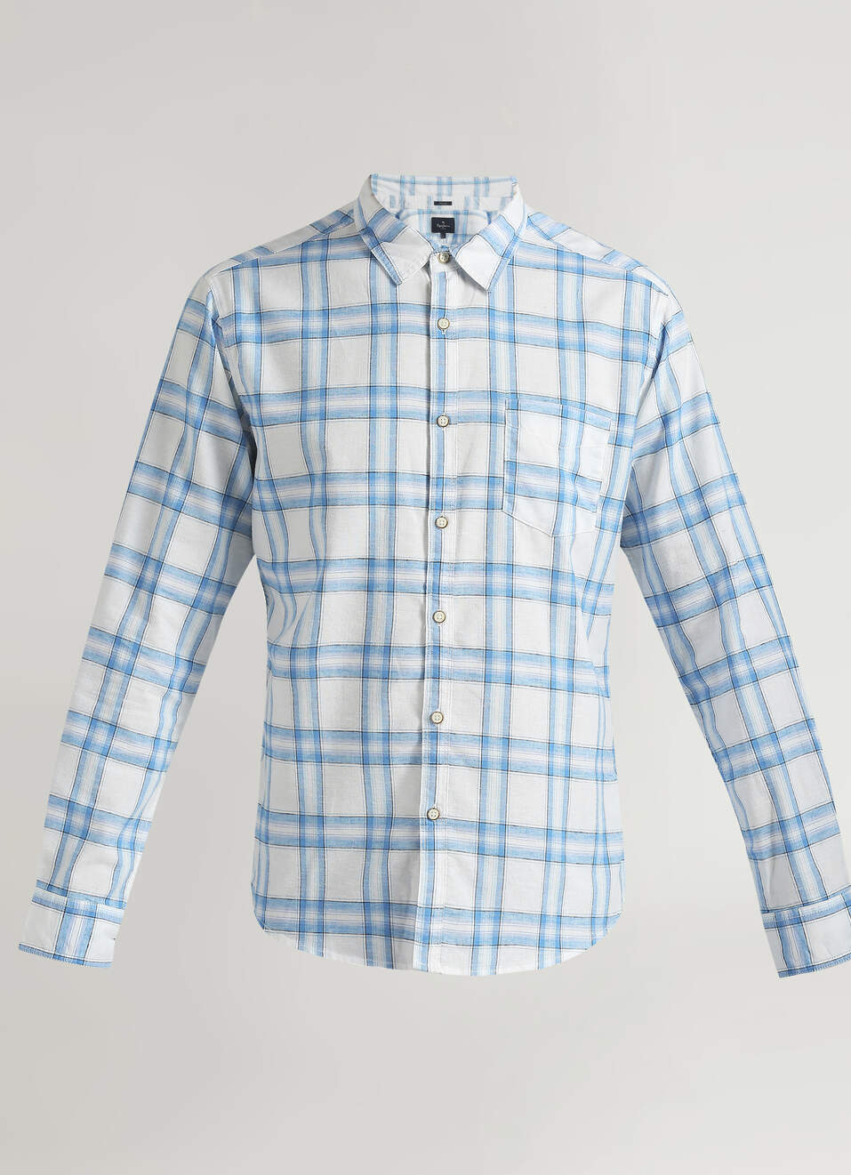 Aqua Yarn Dyed Checks Long Sleeve Shirt, , large image number 6