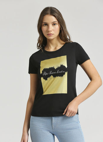 Black Foil Print Short Sleeve T-shirt