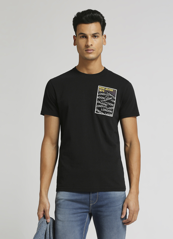 Black Brand Print Short Sleeve T-shirt