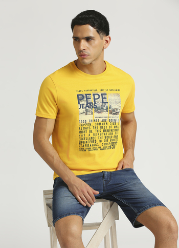 Gold Photographic Print Short Sleeve T-shirt