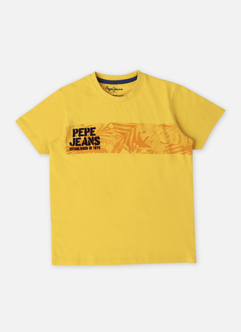 Boys Gold Tropical Print Short Sleeve T-shirt