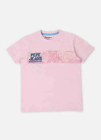 Boys Pink Tropical Print Short Sleeve T-shirt