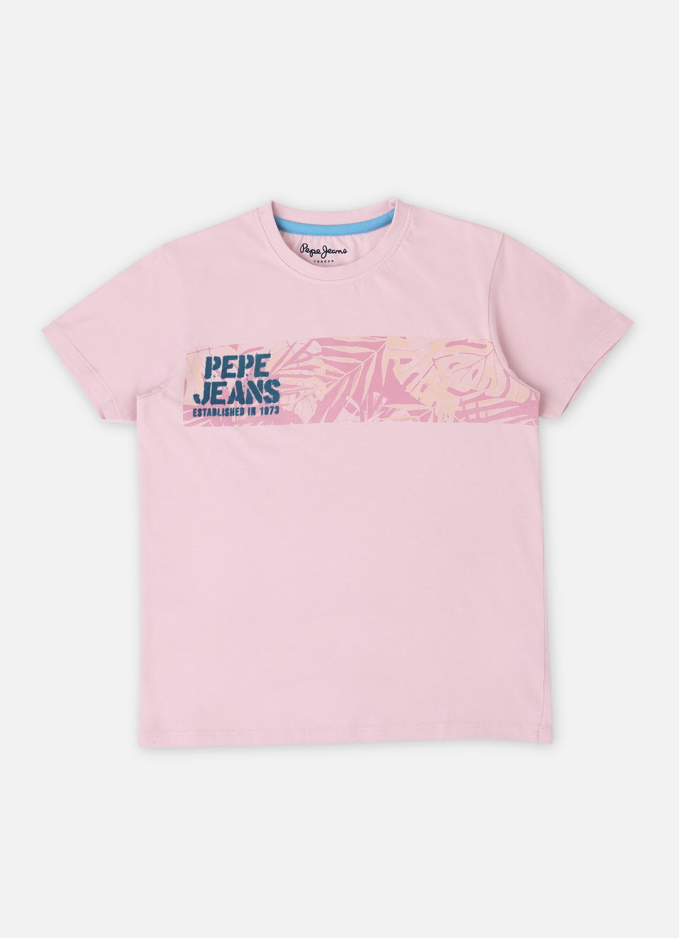 Boys Pink Tropical Print Short Sleeve T-shirt, , large image number 0