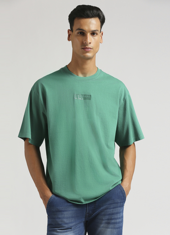Green Logo Print Oversized Short Sleeve T-shirt