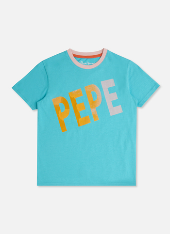 Boys French Blue Brand Print Short Sleeve T-shirt