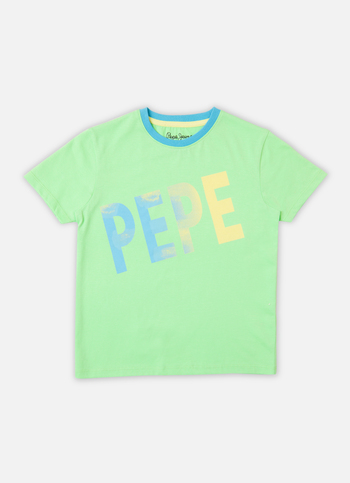 Boys Green Brand Print Short Sleeve T-shirt