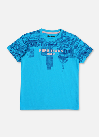 Boys French Blue London City Inspired Print Short Sleeve T-shirt