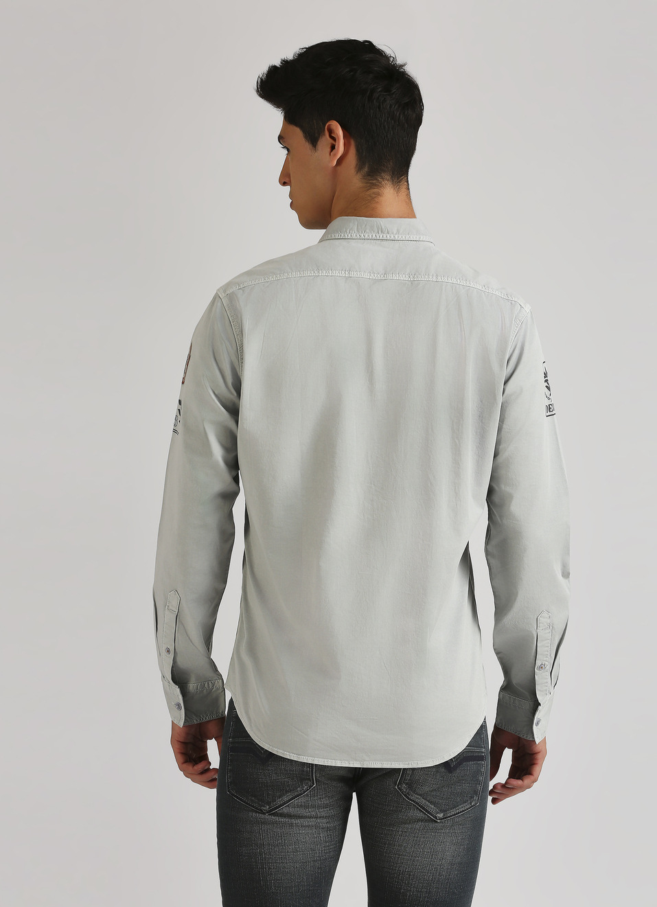 Grey Overdyed Trendy Long Sleeve Shirt, , large image number 2