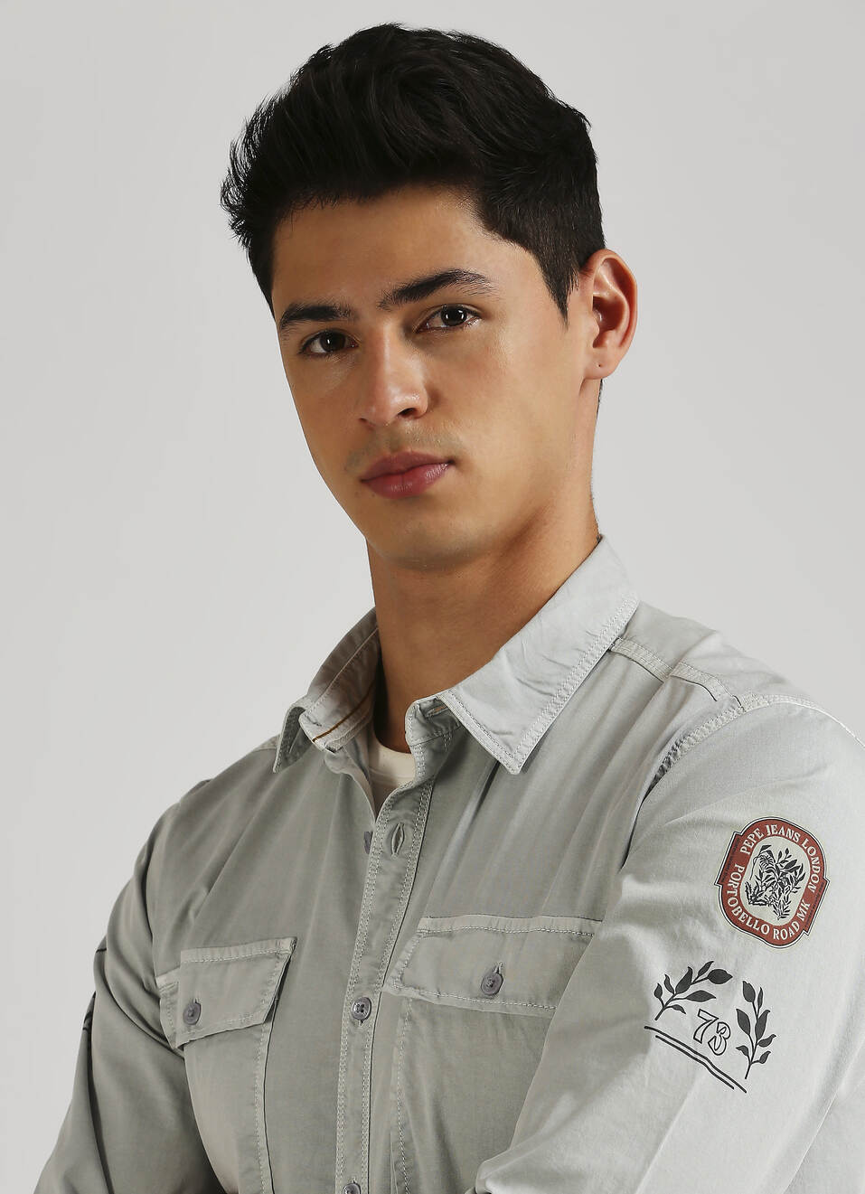 Grey Overdyed Trendy Long Sleeve Shirt, , large image number 4