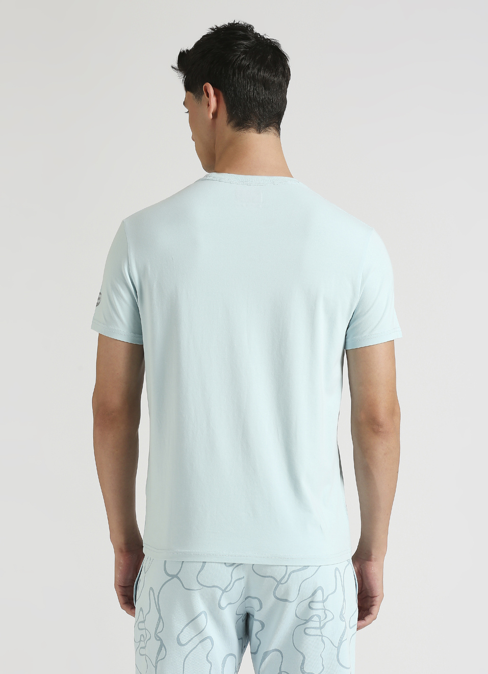 Blue Slogan Print Stretch T-shirt, , large image number 2