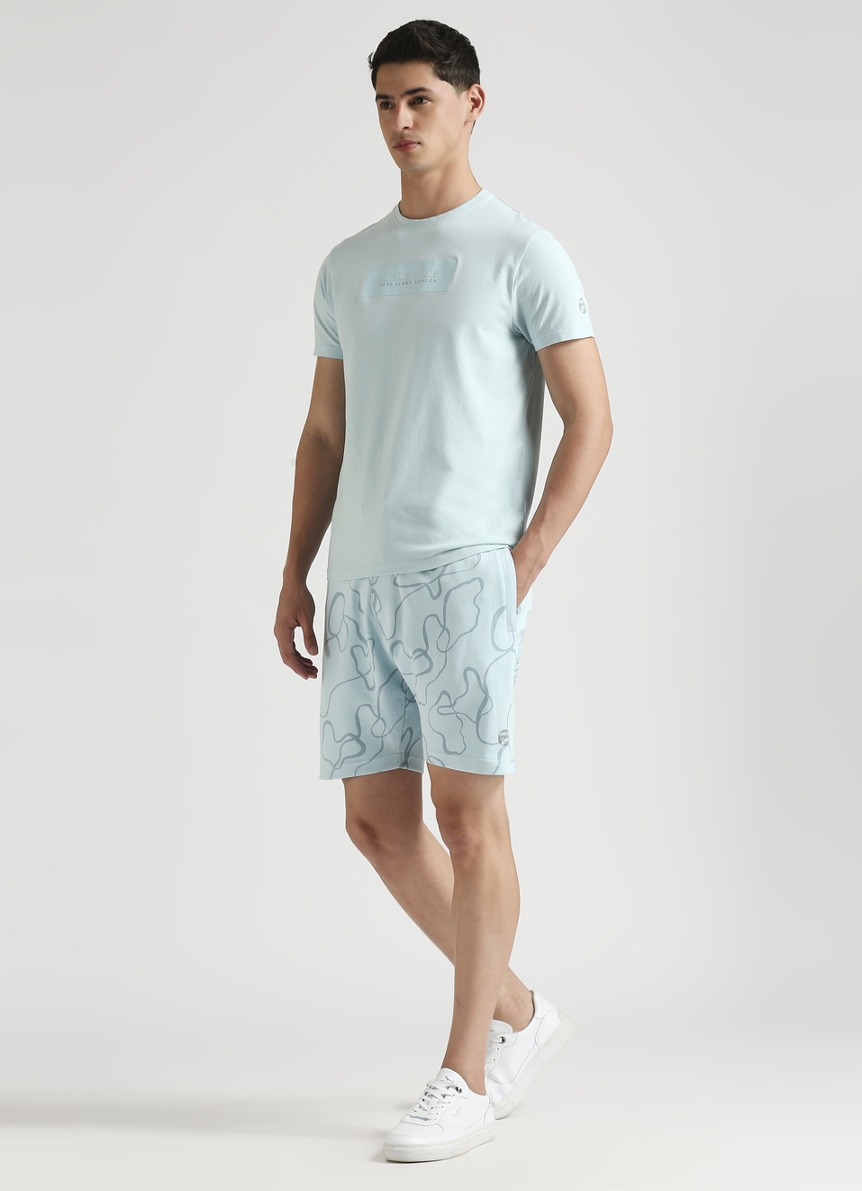 Blue Slogan Print Stretch T-shirt, , large image number 5