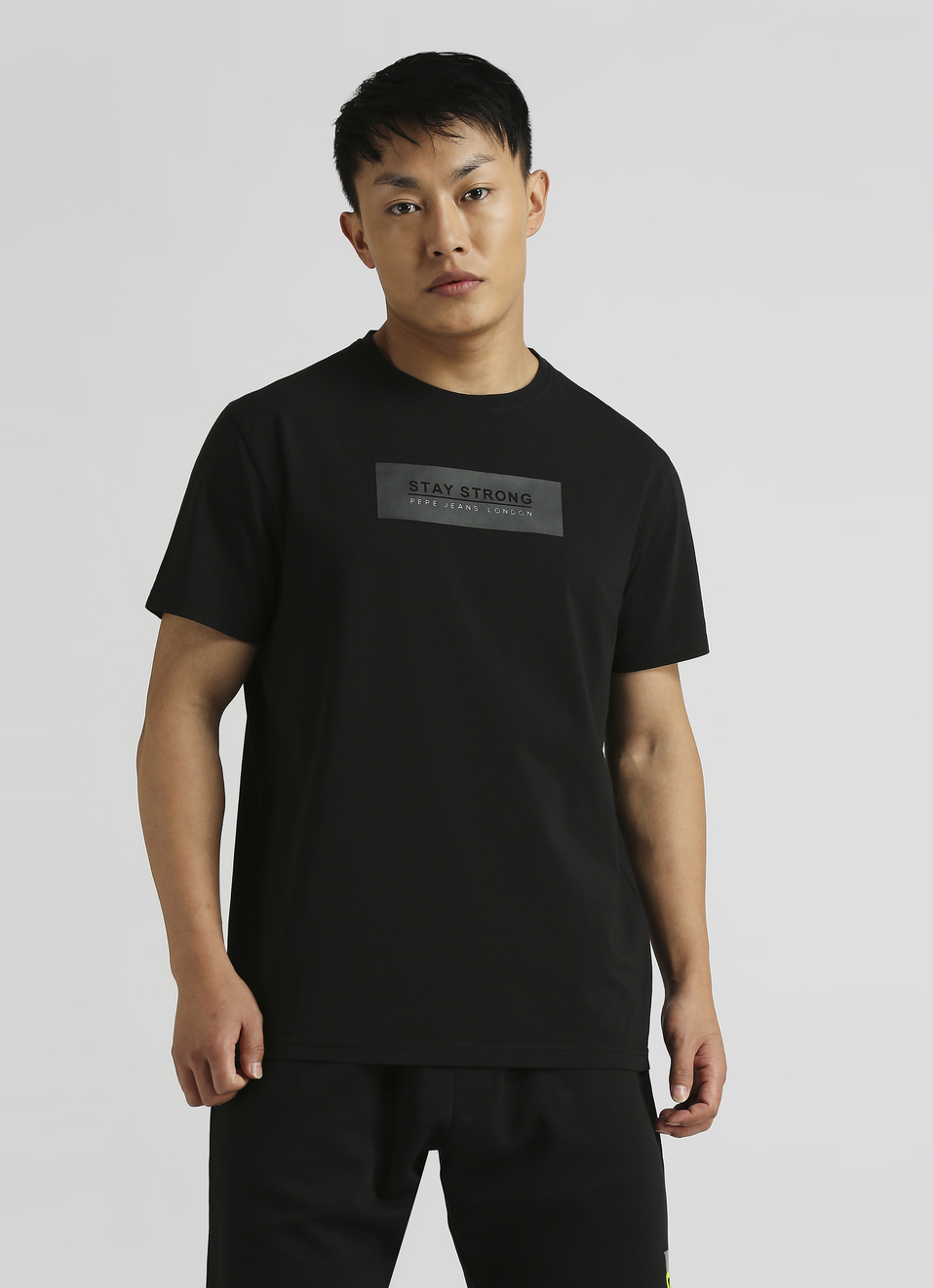 Black Slogan Print Stretch T-shirt, , large image number 1