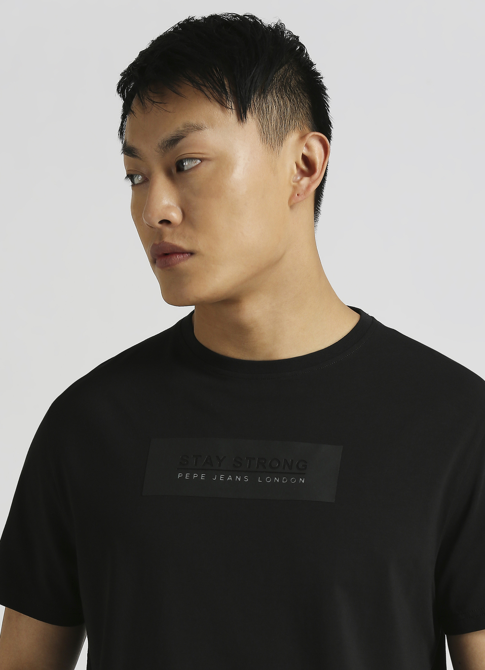 Black Slogan Print Stretch T-shirt, , large image number 4