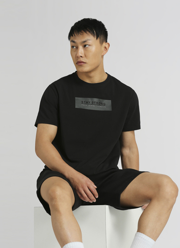 Black Slogan Print Stretch T-shirt