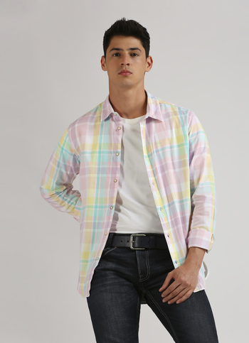 Pastel Pink Checks Yarn Dyed Long Sleeve Shirt