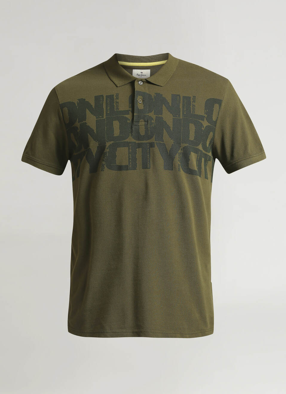 Green Typographic Print Short Sleeve Polo , , large image number 7