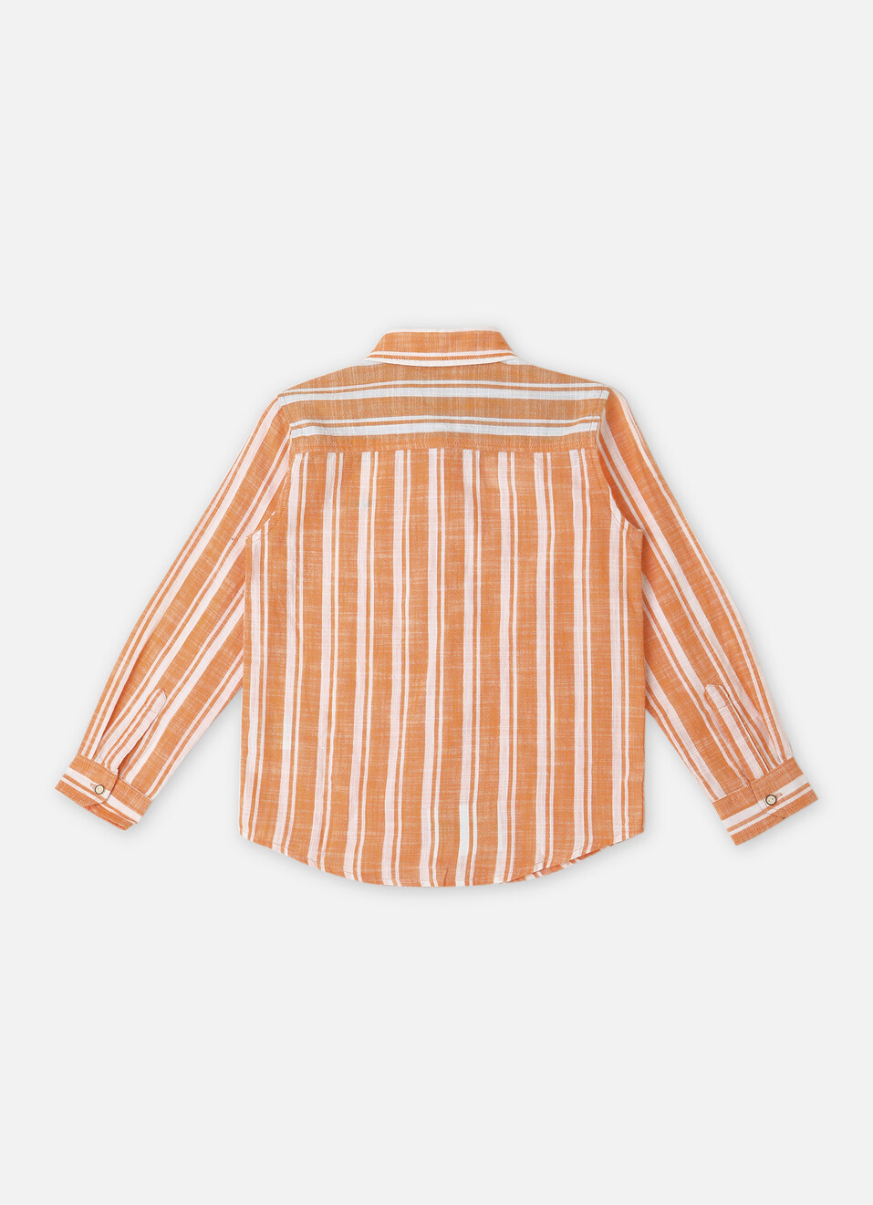 Boys Orange Yarn Dyed Stripes Long Sleeve Shirt, , large image number 1