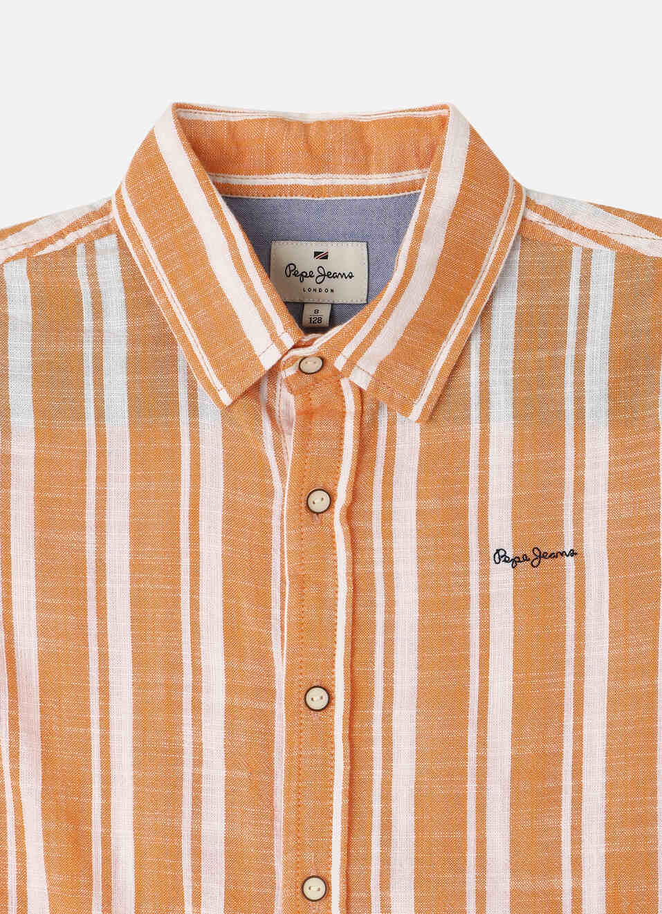 Boys Orange Yarn Dyed Stripes Long Sleeve Shirt, , large image number 2