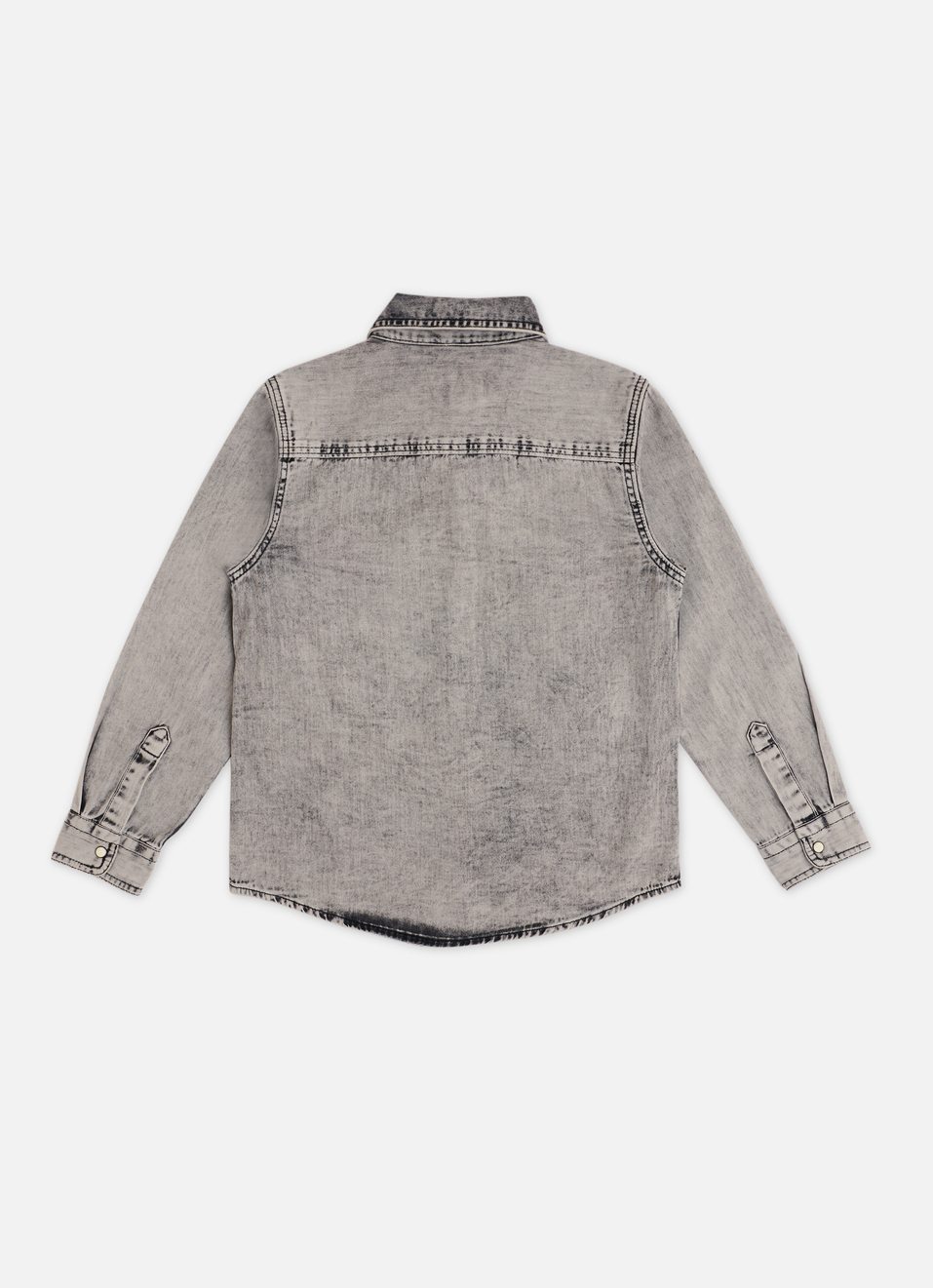 Grey Double Flap Pockets Denim Full Sleeve Shirt, , large image number 1
