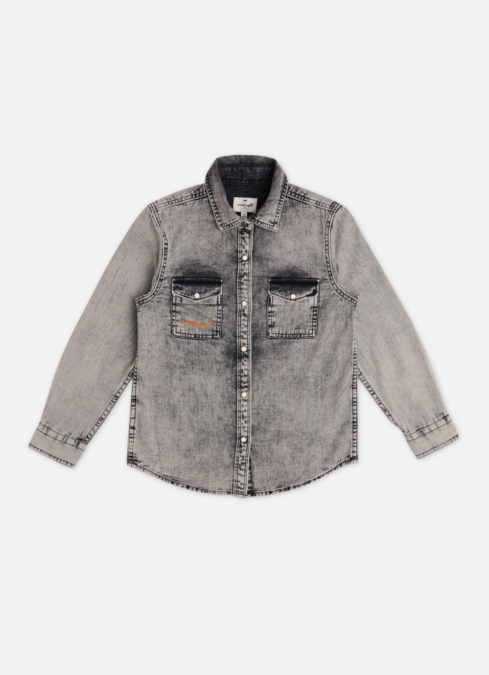 Grey Double Flap Pockets Denim Full Sleeve Shirt, , large image number 0