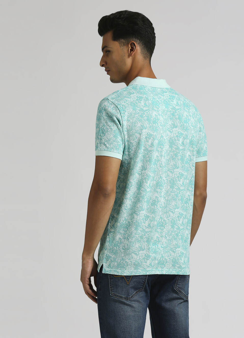 Sea Green All Over Print Pique Short Sleeve Polo, , large image number 2